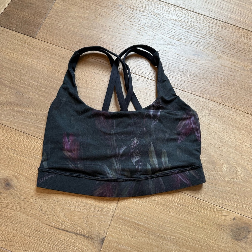 Lululemon energy bra Black Floral size 4